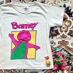 Barney Toddler Shirt & Mini Figures Bundle Vintage 90s Birthday w/ FLAWS Size 6X